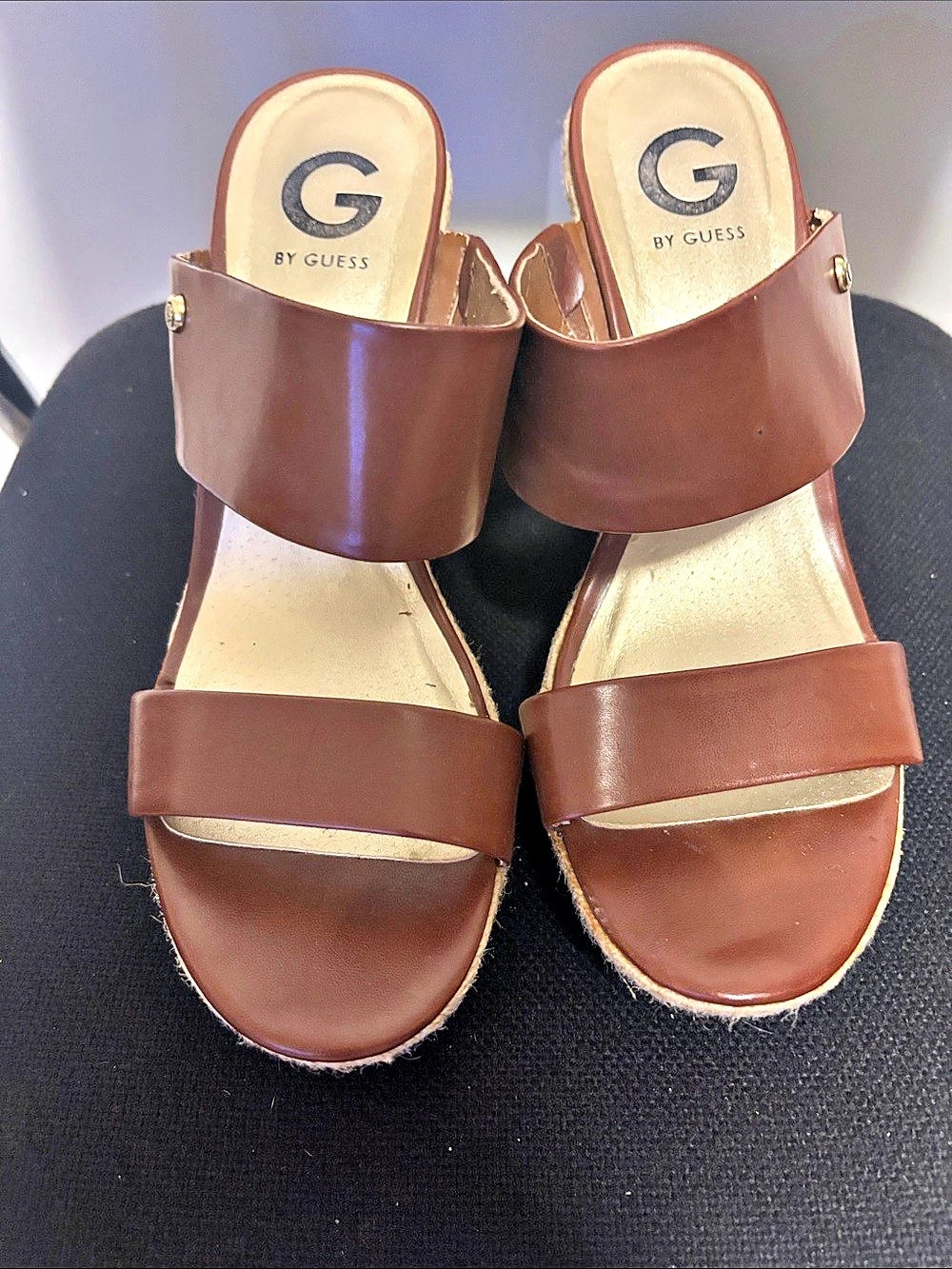 Guess Women's Brown Studded Wedge Sandals